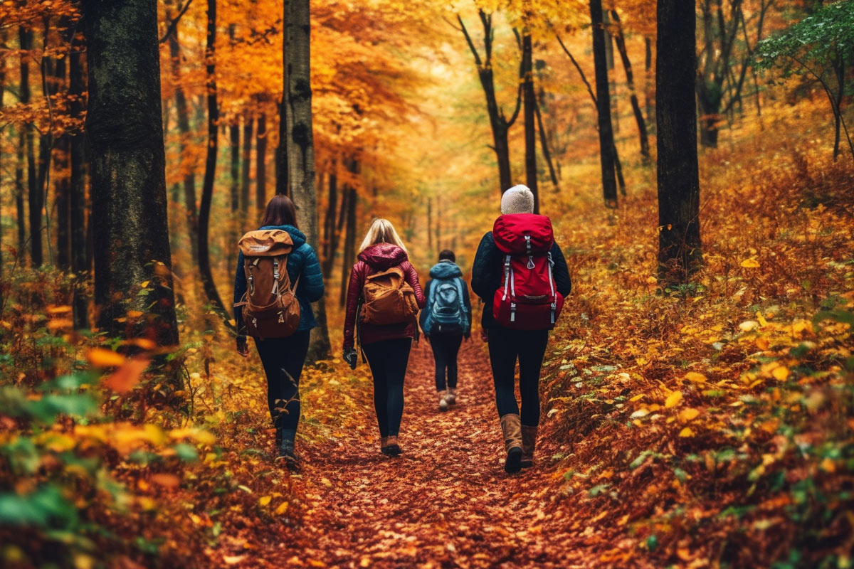 passeggiata nei boschi in autunno