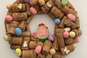 ghirlanda pasquale con tappi di sughero