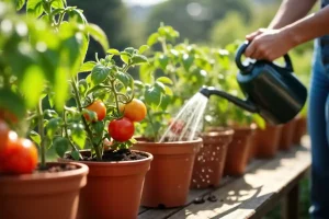 pomodori in vaso sul balcone