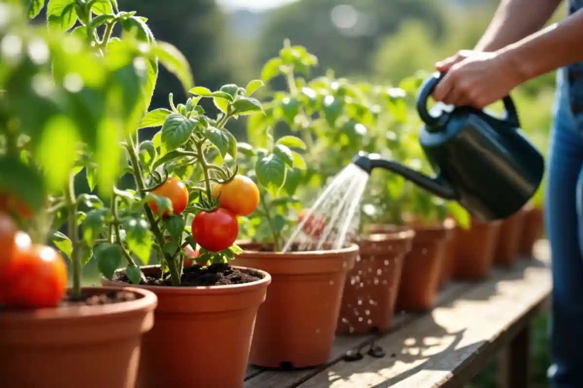 pomodori in vaso sul balcone