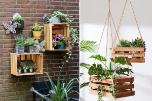 fioriere con cassette di legno